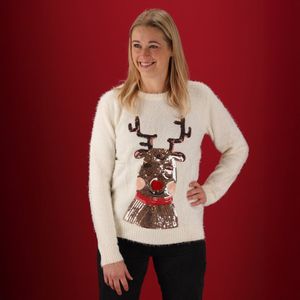 Morethansocks - Gebreide kersttrui - Wit - Dames