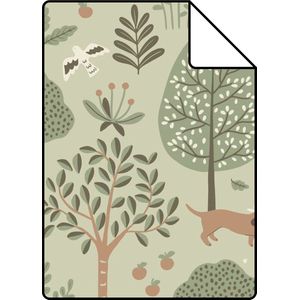 Proefstaal ESTAhome behang honden vergrijsd mintgroen - 26,5 x 21 cm - 139712-S
