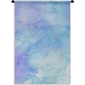 Wandkleed Waterverf Abstract - Abstract werk gemaakt van waterverf met lichtblauwe en lichtpaarse vlekken Wandkleed katoen 60x90 cm - Wandtapijt met foto