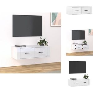 vidaXL Hangend TV-meubel - Klassiek - TV-kast - 80x36x25cm - Ken- Hoogglans wit - Kast