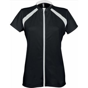 Dames-fietsshirt Korte Mouwen, Zwart/Wit, maat XS/S
