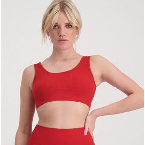 Sport BH dames - Bralette - Sportbeha - Luxe Ribstof - Naadloos - Made in Italy - Rood - XXL/3XL - SO TIGHT