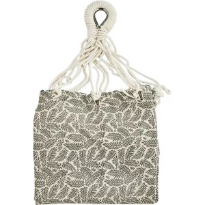 Madam Stoltz - Hangmat met print - print in beige met grijze blaadjes