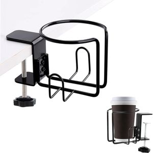 Unyqoos® Bureau Clip-On Bekerhouder Met Universele Pasvorm Voor Diverse Drankcontainers en Accessoires