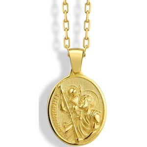 St Christopher halsketting Gold Polished 16 inches