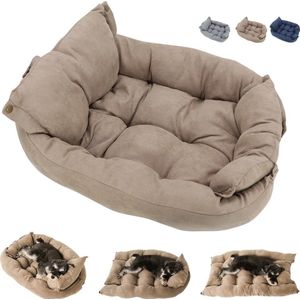 122 x 80 cm XL Orthopedische Multifunctionele Hond Bed Mat 3 In 1 Honden Kat Slaapbed Sofa Bank Warm Winter Puppy Kitten Nest Kennel Zacht Huisdier Kussen BEIGE - Waterdichte Luxe Mat- Opvouwbaar Huisdierenbanknest -Kennel Bedhuis -Luxueus Dierenmand