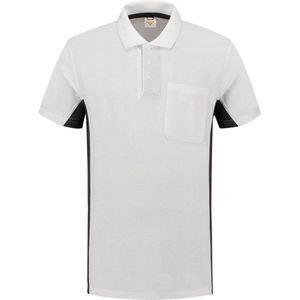Tricorp 202002 Poloshirt Bicolor Borstzak - Wit/Donkergrijs - 7XL