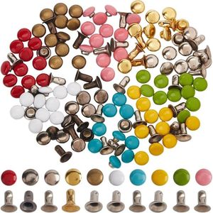 300Pcs 10 Kleuren Mini Klinknagel Studs 0.16 inch - Messing Dubbele Caps - Voor Pop Kleding Naaien - Portemonnee Maken .