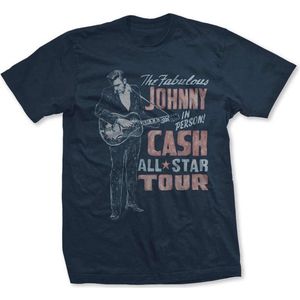 Johnny Cash Heren Tshirt -XL- All Star Tour Blauw