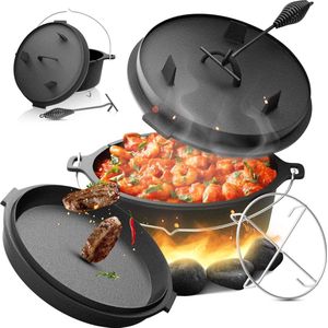 BBQ Chief Dutch Oven - Braadpan - Tot 400ºC - Gietijzer - 13,6 L - Zwart