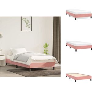 vidaXL Bedframe - Roze Fluweel - 203 x 83 x 25 cm - Ondersteunende poten - Multiplex lattenbodem - Geschikte matras- 80 x 200 cm - Bed