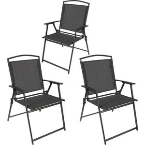 BRUBAKER Bergamo, 3-delige set, campingstoel, weerbestendig en ruimtebesparend, inklapbare balkonstoel, klapstoel voor camping, tuin, terras en balkon, donkergrijs