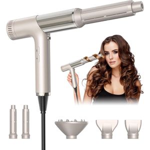 Ukliss Air Styler 5 In 1 Krulfohn Professionele Krulföhn - Haardroger 110.000RPM met Hair Rollers Diffuser Krulborstel - Ionische Föhn met 200 Miljoen Negatieve Ionen Haardroger Met Borstel
