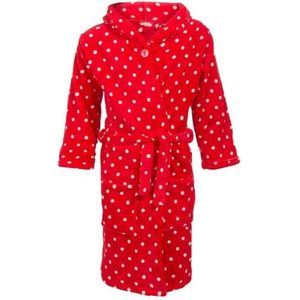 Playshoes - Fleece badjas voor kinderen - Stippen - Rood - maat 158-164cm (13-14 jaar)
