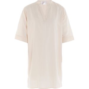 Knit Factory Nova Jurk - Dames rechte jurk - Met boot hals - Straight dress - Jurk voor het voorjaar en de zomer - Gemaakt van 100% modal viscose - Halflange mouwen - Beige - 36/38