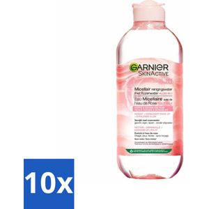 10 x Garnier - SkinActive - Micellair Reinigingswater - Rozenwater - Stralende Huid - 400 ml - Micellair Reinigingswater - Rozenwater - Stralende Huid - Gezichtsreiniging - Make-up Verwijderen