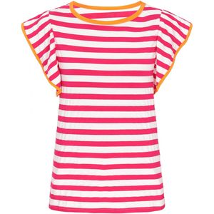 Usha BLUE LABEL - Shirt - Oranje - Gestreept - Kwartmouw