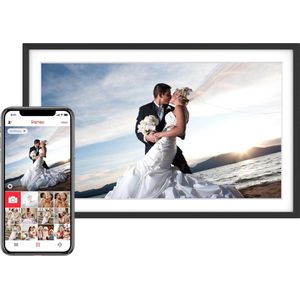 Digitale Fotolijst 10.1 inch - 27 cm breed - 19 cm hoog - Full HD - Frameo App Gratis of Betaald - Prachtige kwaliteit - WiFi - 32GB - IPS Touchscreen