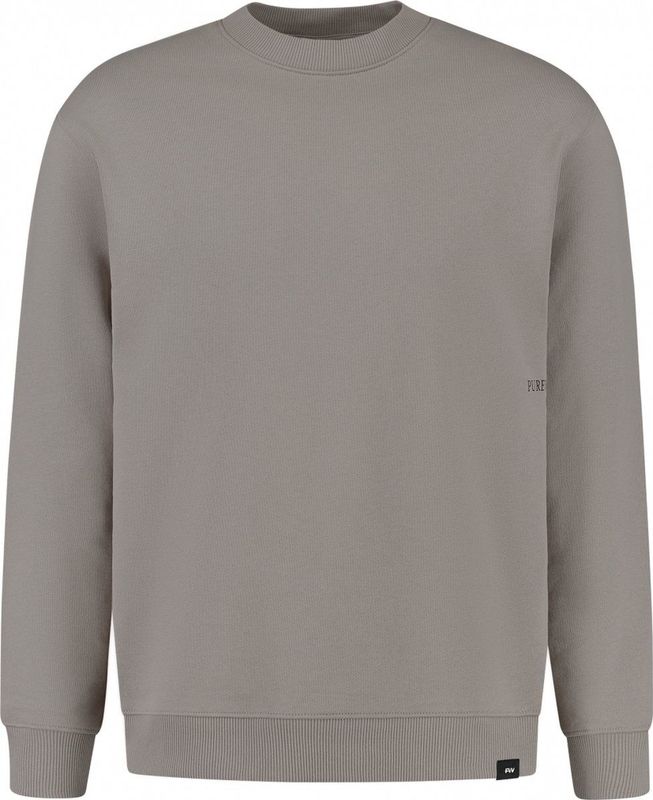 Purewhite - Heren Loose Fit Sweater - Taupe - Crewneck LS