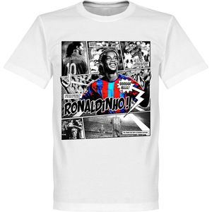 Ronaldinho Barca Comic T-shirt - Wit - 5XL