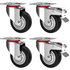 Zwaarlast Zwenkwielen / Trolley Wielen voor Meubels - Rubberen Zware Wielen - Heavy Duty Castors /Transportwielen 200k