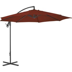 vidaXL - Zweefparasol - met - stalen - paal - 300 - cm - terracottakleurig