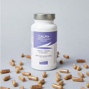 Greenfields Calm+ voedingssupplement voor honden met stress en angst problemen – Met Valeriaan, Withania en CurQfen - Inhoud 90 capsules - Calm+ 90 capsules