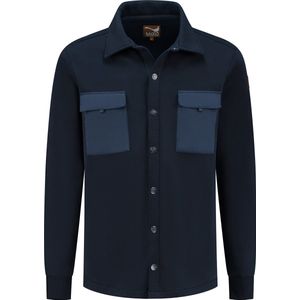 MGO Luke - Sweat overhemd Heren - Vest mannen - Sweatshirt drukknopen - Donkerblauw - Maat XXL