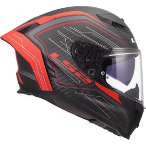 LS2 FF807 Dragon integraalhelm Subic mat rood carbon zwart XS