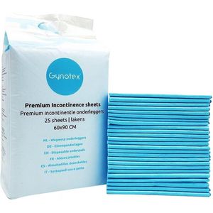 Gynotex - Premium Incontinentie Onderleggers - Wegwerp - 60x90 cm - Tot 1400 ml Absorptie - 25 Stuks
