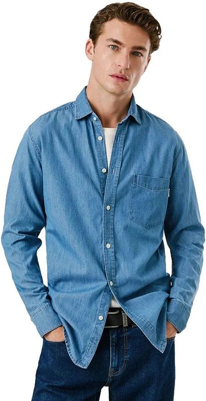 Pepe Jeans - PM3090014C0 - Overhemd - Blauw - Klassiek Slank - Lange Mouwen