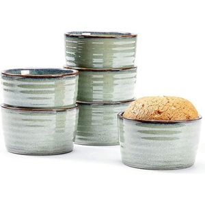 ovenschaal set \ set of 6 ceramic dessert bowls / groen, dessertkommen, porselein, ovenvast voor ovenvast, magnetron, 240 ml