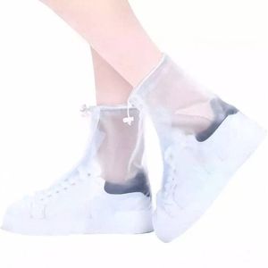 2-stuks regenlaar shoezen - Fietsschoen beschermers - Met waterdichte rits en trekkoord - Herbruikbaar - Unisex - Gemaakt van PVC - Sneeuw- en vuilafstotend - Geschikt voor regenachtige en besneeuwde dagen - Wit - Maten 45-46