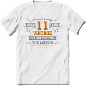 11 Jaar Legend T-Shirt | Goud - Zilver | Grappig Verjaardag Cadeau | Dames - Heren | - Wit - XL