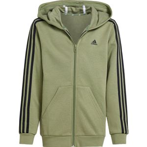 adidas Sportswear Essentials 3-Stripes Fleece Ritshoodie - Kinderen - Groen- 176