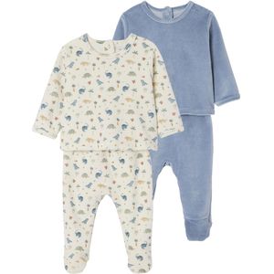 Vertbaudet - 2-delige set pyjama's - Fluweel / Velours - Voor Pasgeborenen