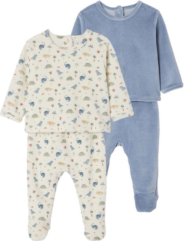 Vertbaudet - 2-delige set pyjama's - Fluweel / Velours - Voor Pasgeborenen