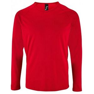 SOLS Heren Sportief T-Shirt met lange mouwen (Rood)