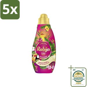 5 x Robijn - Klein & Krachtig Color Tropical - Wasmiddel - 19 Wasbeurten - 665 ml - Grootverpakking - Kleurbehoud - Tropische Geur - Gekleurde Was - Wasmiddel - Wasverzachter