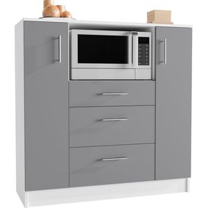 VCM - Keukenkast - Magnetron - Wit - Hout - 2 Draaideuren en 3 Laden