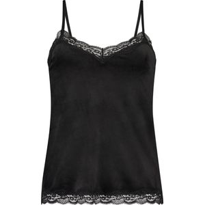 Hunkemöller - Cami Top - Zwart - Velours Lace - Dames Nachtmode