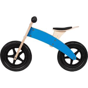 Broozzer luxe houten loopfiets 2 in 1 CARBON FIBRE met ABEC 9 lagers en SPECIAAL gevulde rubberen luchtwielen 12 inch Blauw