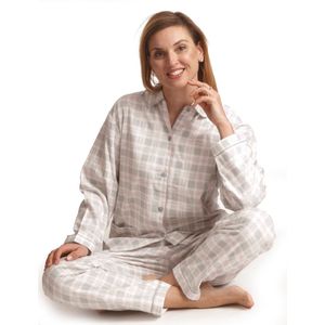Lunatex - dames pyjama 641513 - flanel - grijs - maat XL