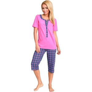 Be Mammy Dames Pyjama – Verpleegpyjama - Korte mouwen - Korte broek - Katoen – Roze – S – BE-TR-988