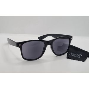 Unisex bril op sterkte +2,5 met etui en doekje, getinte grijze/zwarte lenzen, groete zwarte montuur / READING SUNGLASSES / lunette de lecture / Aland optiek / 010823