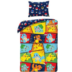 Pokemon - Dekbedovertrek Happy - Eenpersoons - 140 x 200 cm - Katoen - 1 Kussensloop 70 x 90 cm - Blauw