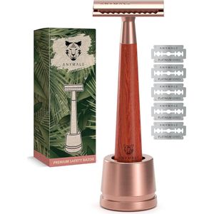 Duurzaam Scheermesje van Hout | Set met 5 Messen en Standaard | Zero Waste Scheerapparaat