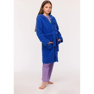 Woody badjas unisex - hoogblauw - dino - 242-10-ROM-M/875 - maat 104