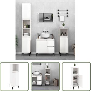 The Living Store Badkaast 1X2 - 30x30x100cm - Hoogglans Wit