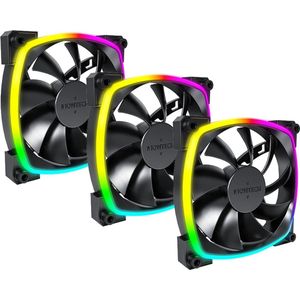 Montech AX120 PWM - Ventilatorhuis 3-pack - 120mm - 59 cfm - 800 - 1600 rpm - 27 dBA - 4-pin PWM - 3-pin ARGB - zwart